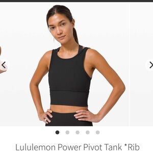 Lululemon Power Pivot Ribbed Black Crop Tank size 6 🖤